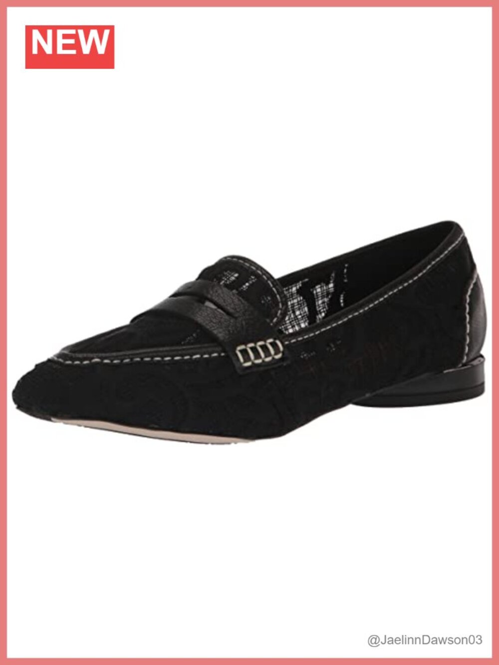 Embroidered Mesh Leather Loafer with Penny Keeper, Block Heel